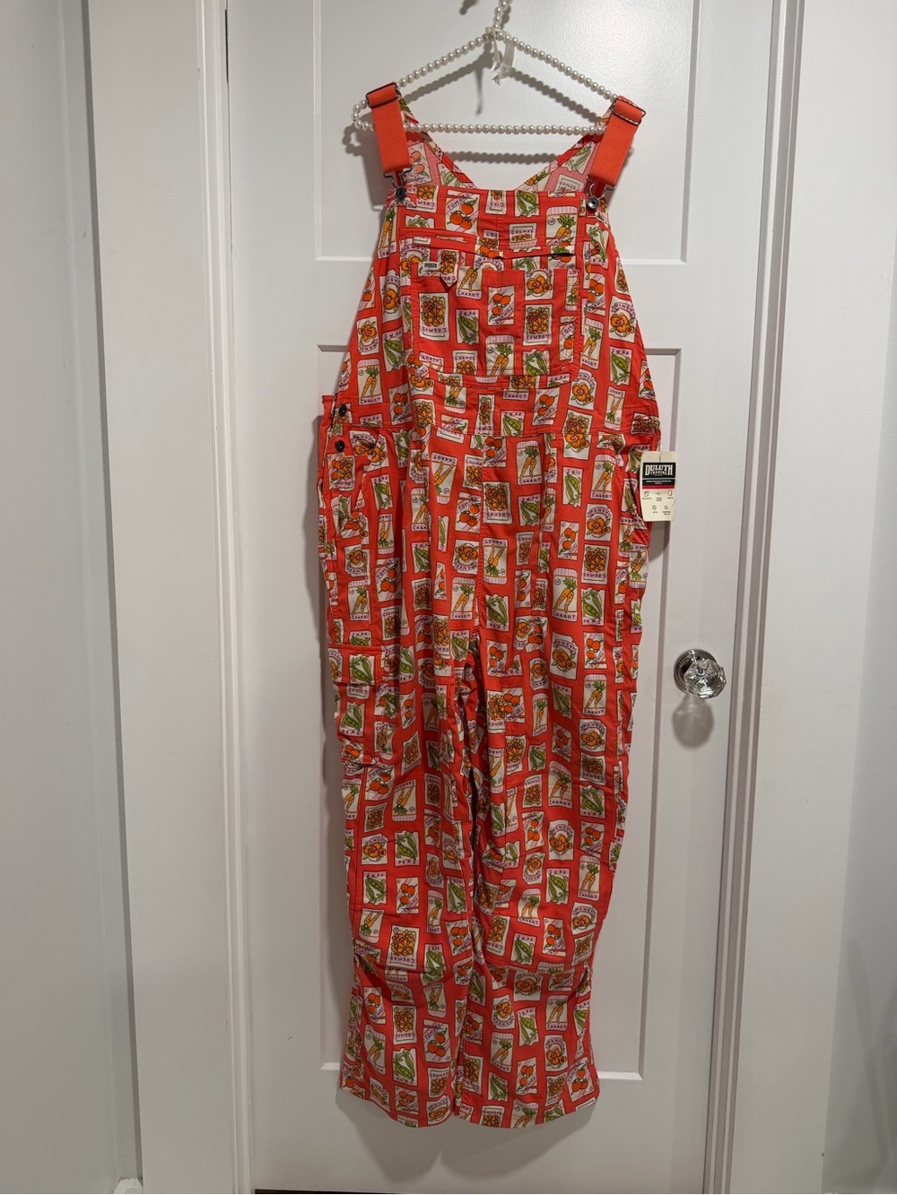 Duluth Trading Co Bright Orange Printed Overalls